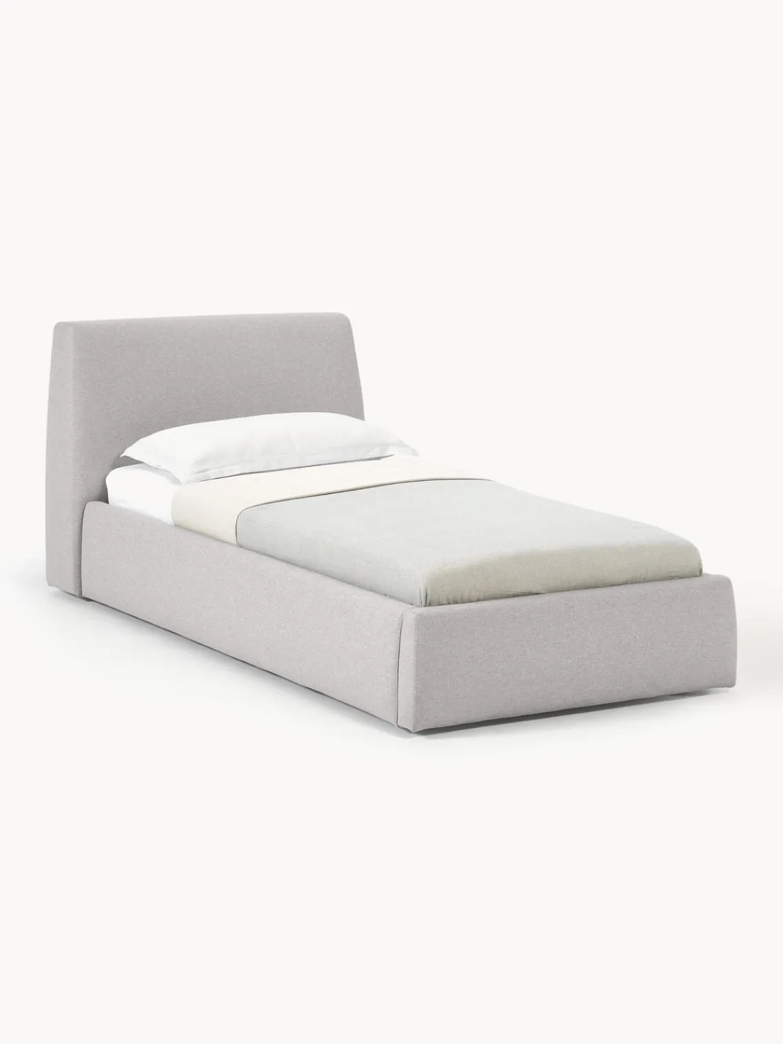 Camas Individuales|Camas Tapizadas>Westwing Collection Cama individual con espacio de almacenamiento Cloud Tejido fino gris claro
