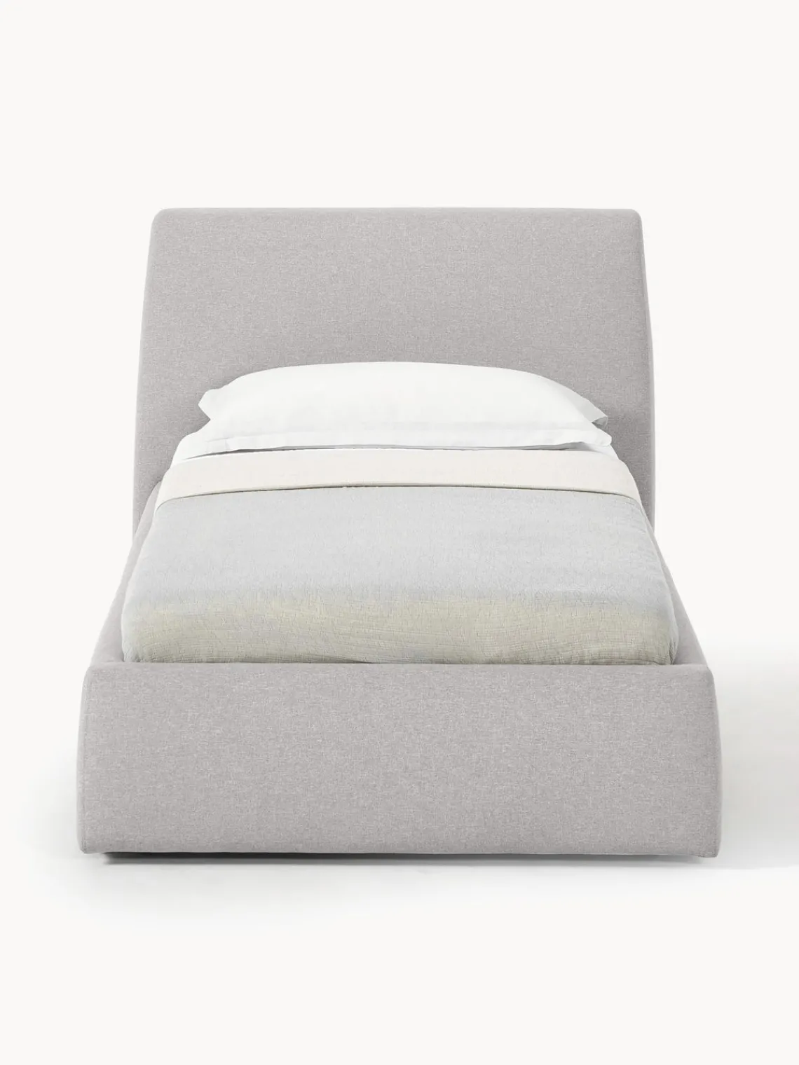 Camas Individuales|Camas Tapizadas>Westwing Collection Cama individual con espacio de almacenamiento Cloud Tejido fino gris claro