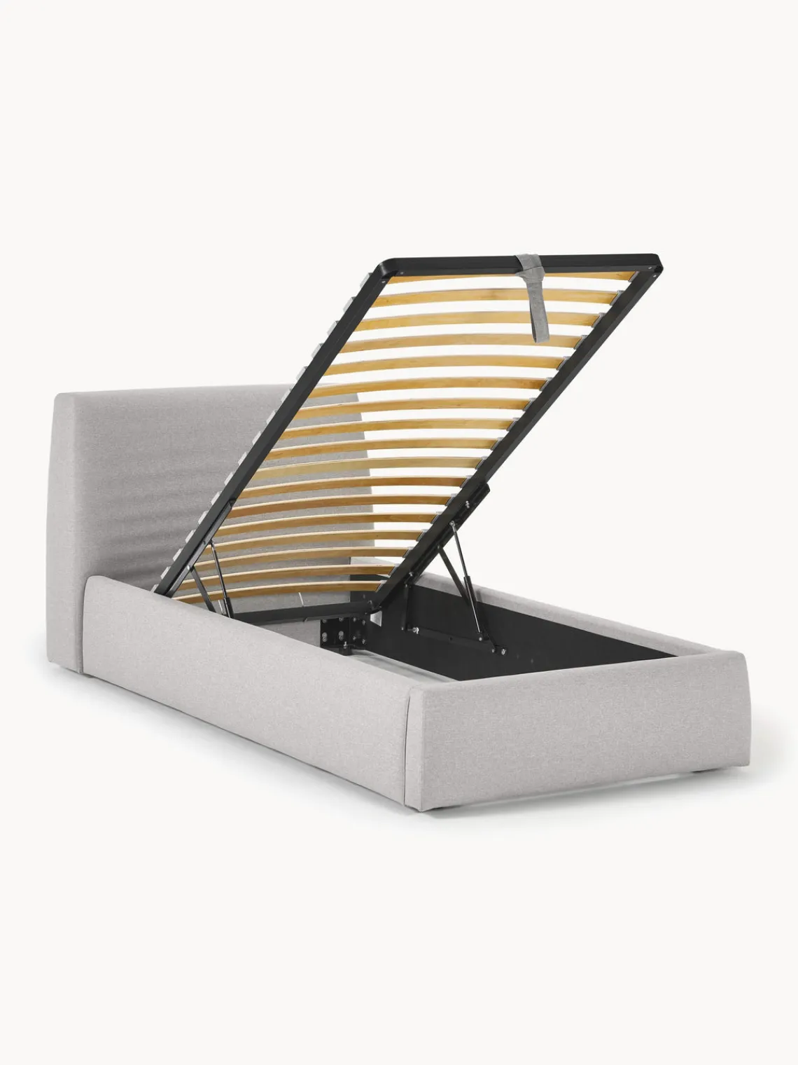 Camas Individuales|Camas Tapizadas>Westwing Collection Cama individual con espacio de almacenamiento Cloud Tejido fino gris claro