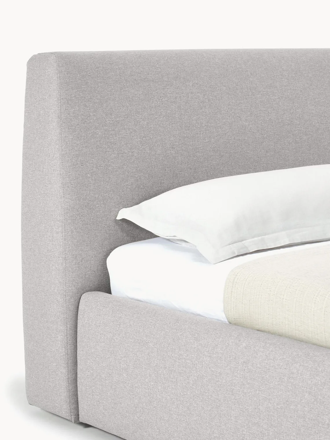 Camas Individuales|Camas Tapizadas>Westwing Collection Cama individual con espacio de almacenamiento Cloud Tejido fino gris claro