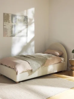 Camas Individuales|Camas Tapizadas>Westwing Collection Cama individual de borreguillo Ebba Borreguillo beige