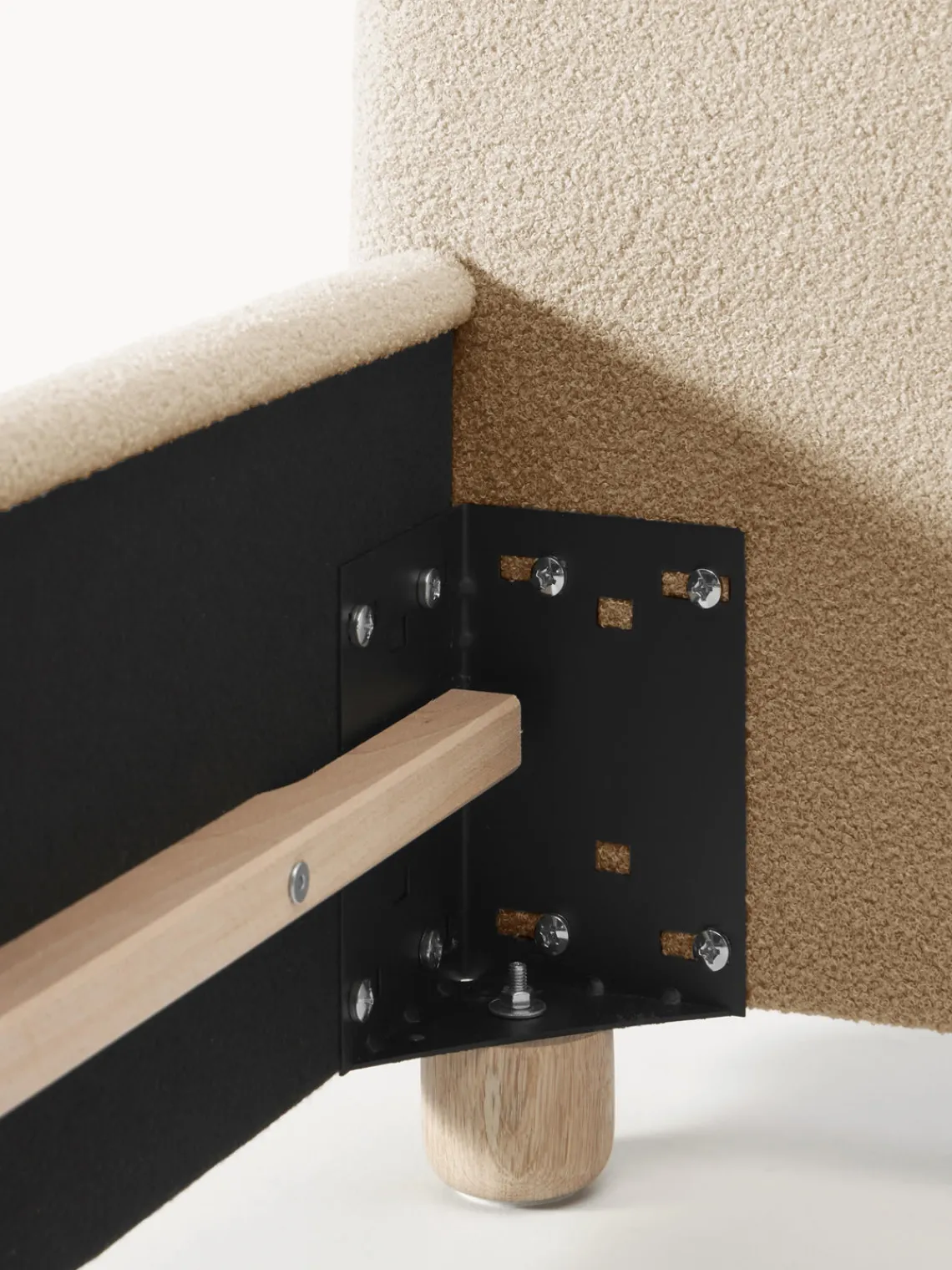 Camas Individuales|Camas Tapizadas>Westwing Collection Cama individual de borreguillo Ebba Borreguillo beige