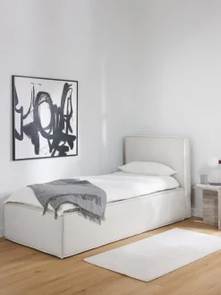 Camas Individuales|Camas Tapizadas>Westwing Collection Cama individual Dream Tejido jaspeado greige