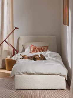 Clearance Cama individual en tejido bouclé con espacio de almacenamiento Cloud Camas Individuales|Camas Tapizadas