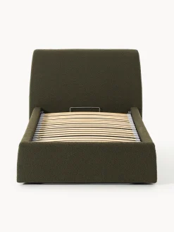 Camas Individuales|Camas Tapizadas></noscript>Westwing Collection Cama individual en tejido bouclé con espacio de almacenamiento Cloud Bouclé verde oliva