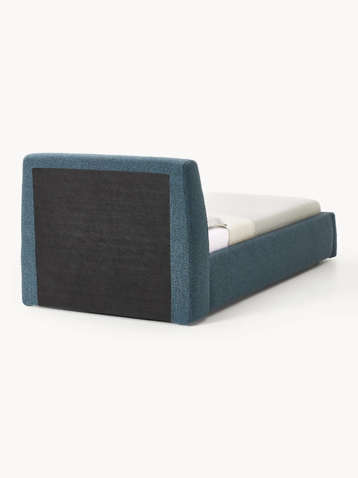 Camas Individuales|Camas Tapizadas>Westwing Collection Cama individual en tejido bouclé con espacio de almacenamiento Cloud Bouclé gris azulado