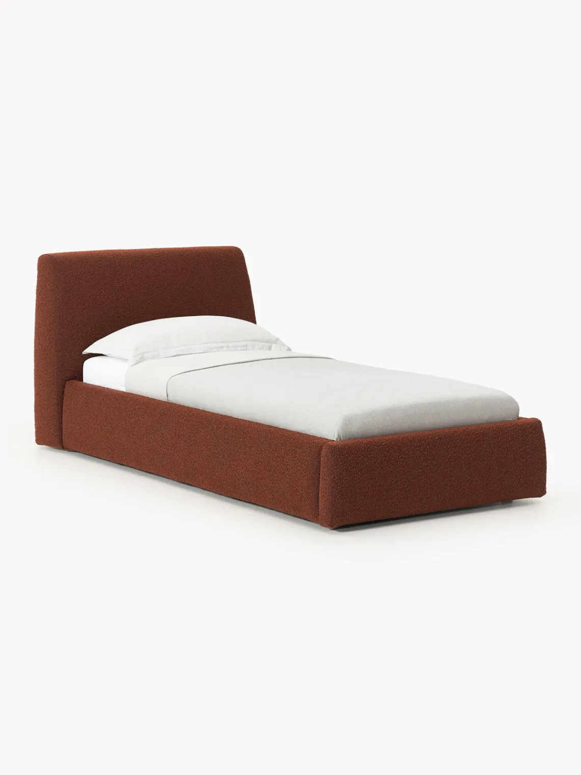 Camas Individuales|Camas Tapizadas>Westwing Collection Cama individual en tejido bouclé Cloud Bouclé terracota