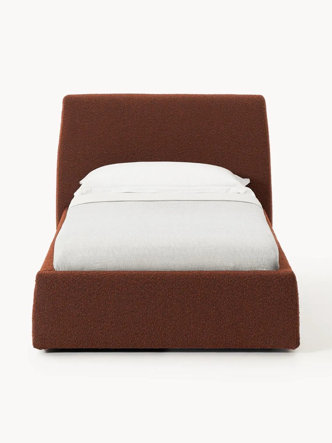 Camas Individuales|Camas Tapizadas>Westwing Collection Cama individual en tejido bouclé Cloud Bouclé terracota