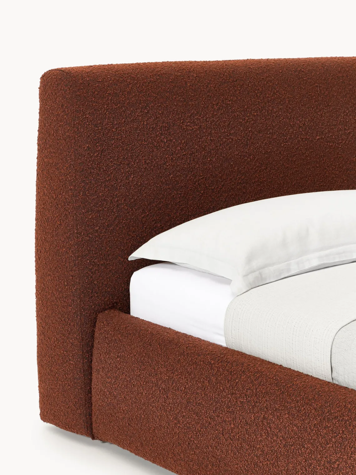 Camas Individuales|Camas Tapizadas>Westwing Collection Cama individual en tejido bouclé Cloud Bouclé terracota