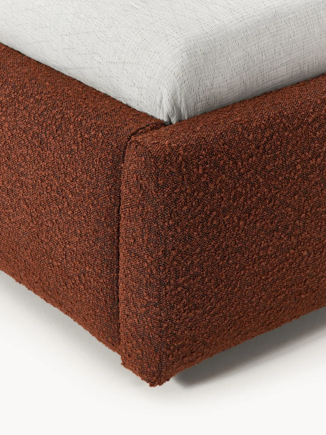 Camas Individuales|Camas Tapizadas>Westwing Collection Cama individual en tejido bouclé Cloud Bouclé terracota