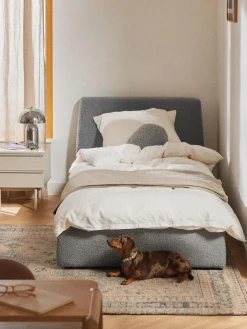 Camas Individuales|Camas Tapizadas>Westwing Collection Cama individual en tejido bouclé Cloud Bouclé gris