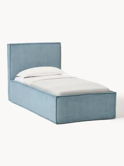 Camas Individuales|Camas Tapizadas>Westwing Collection Cama individual tapizada de pana Dream Pana azul