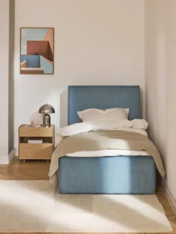 Camas Individuales|Camas Tapizadas>Westwing Collection Cama individual tapizada de pana Dream Pana azul