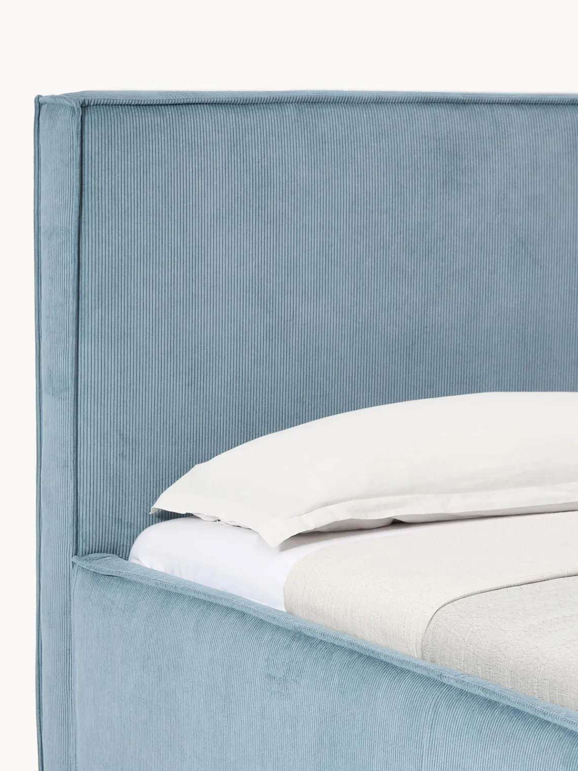 Camas Individuales|Camas Tapizadas>Westwing Collection Cama individual tapizada de pana Dream Pana azul