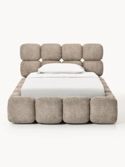 Online Cama individual tapizada en borreguillo bouclé Tayla Camas Individuales|Camas Tapizadas
