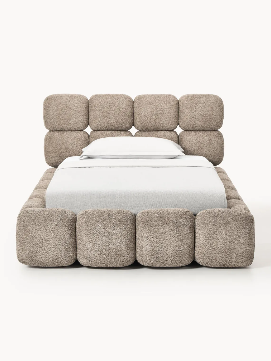 Online Cama individual tapizada en borreguillo bouclé Tayla Camas Individuales|Camas Tapizadas