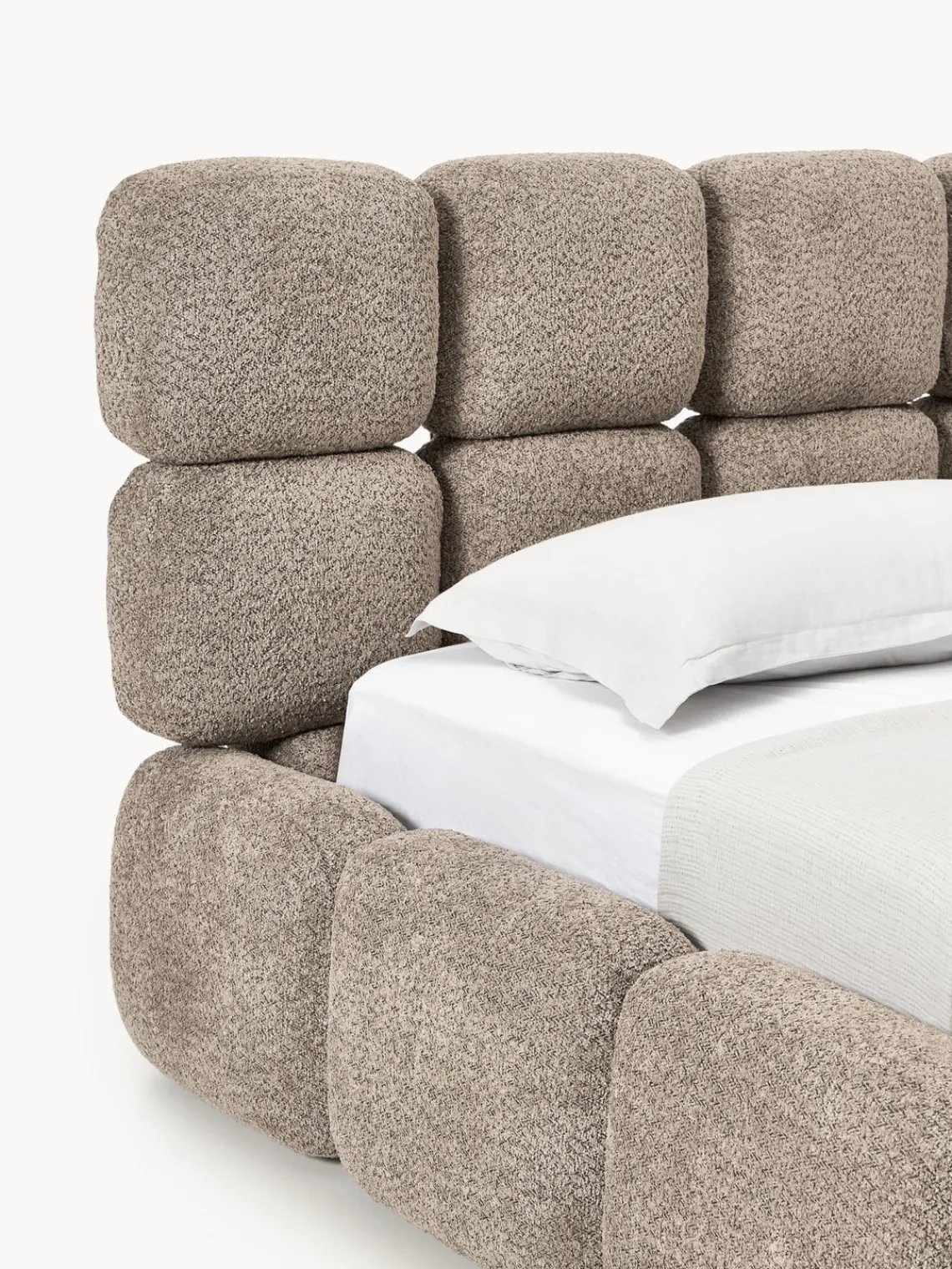 Online Cama individual tapizada en borreguillo bouclé Tayla Camas Individuales|Camas Tapizadas