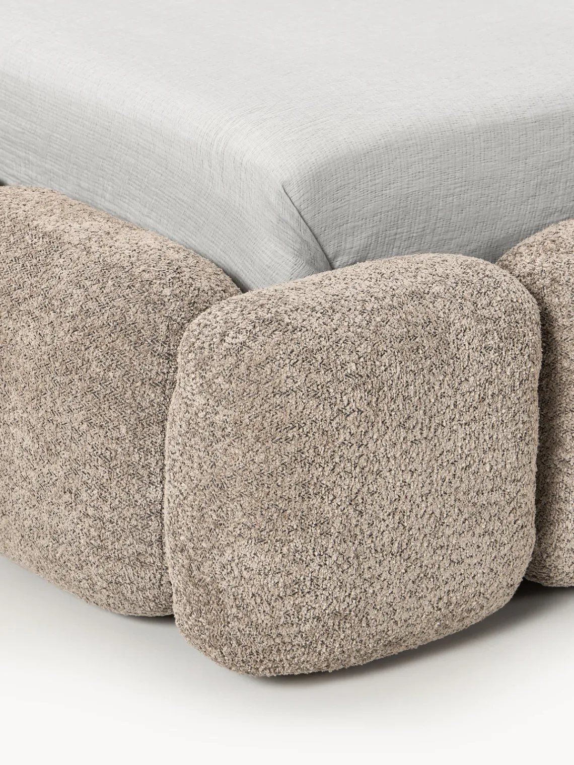 Online Cama individual tapizada en borreguillo bouclé Tayla Camas Individuales|Camas Tapizadas