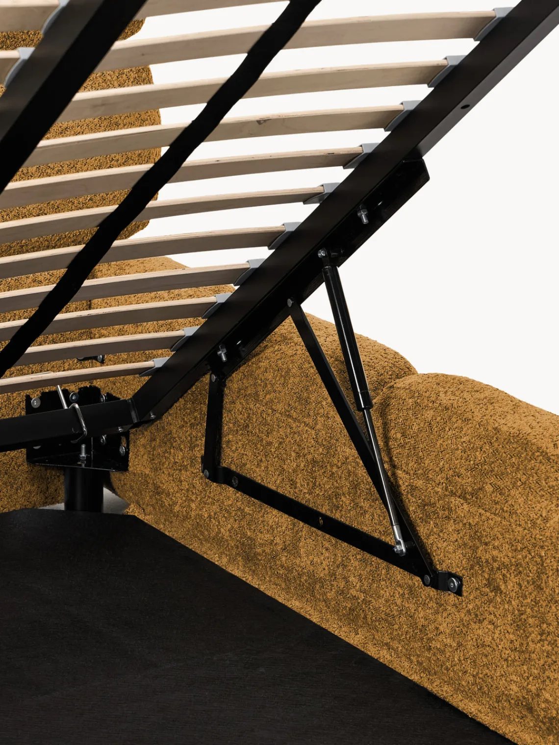 Outlet Cama individual tapizada en borreguillo bouclé con espacio de almacenamiento Tayla Camas Individuales|Camas Tapizadas