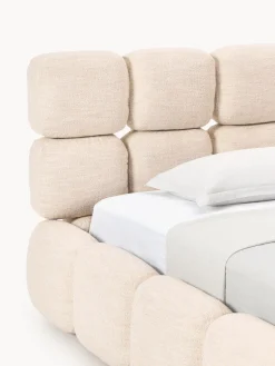 Camas Individuales|Camas Tapizadas></noscript>Westwing Collection Cama individual tapizada en borreguillo bouclé con espacio de almacenamiento Tayla Borreguillo bouclé melocotón