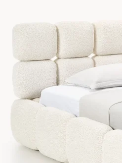 Camas Individuales|Camas Tapizadas></noscript>Westwing Collection Cama individual tapizada en borreguillo bouclé Tayla Borreguillo bouclé blanco Off White