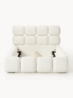 Camas Individuales|Camas Tapizadas></noscript>Westwing Collection Cama individual tapizada en borreguillo bouclé Tayla Borreguillo bouclé blanco Off White
