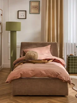 Camas Individuales|Camas Tapizadas>Westwing Collection Cama individual tapizada Cloud Tejido aterciopelado marrón