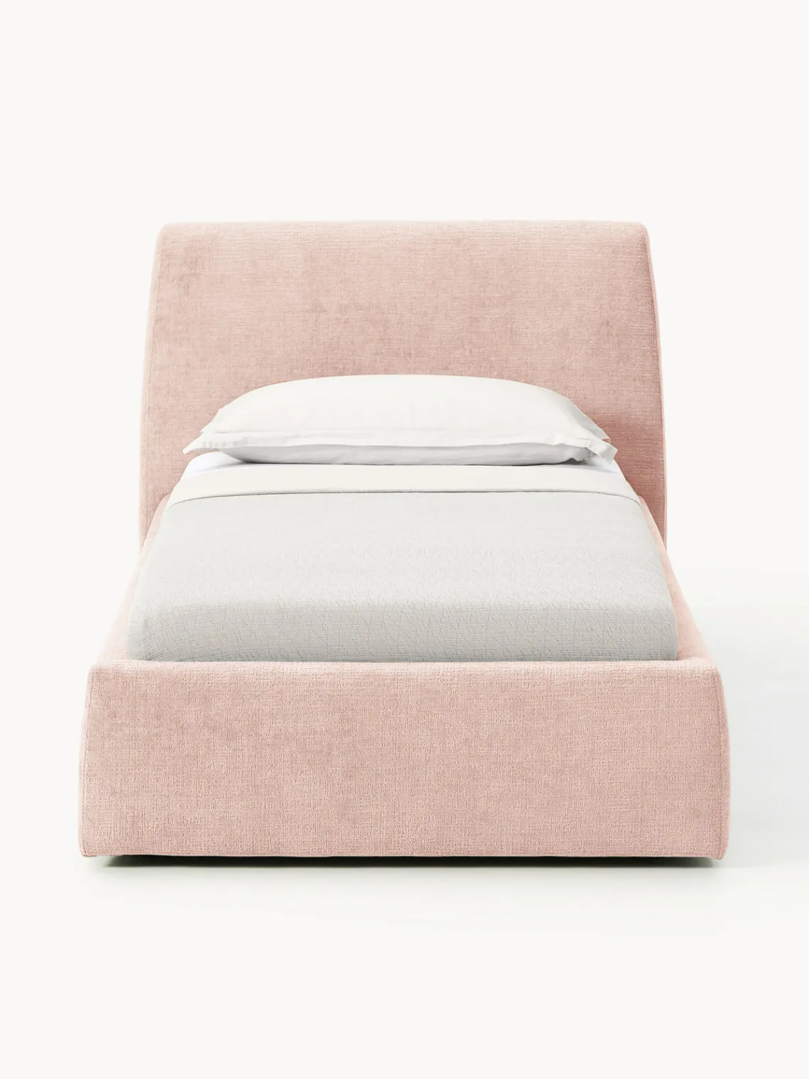 Camas Individuales|Camas Tapizadas>Westwing Collection Cama individual tapizada Cloud Tejido aterciopelado melocotón