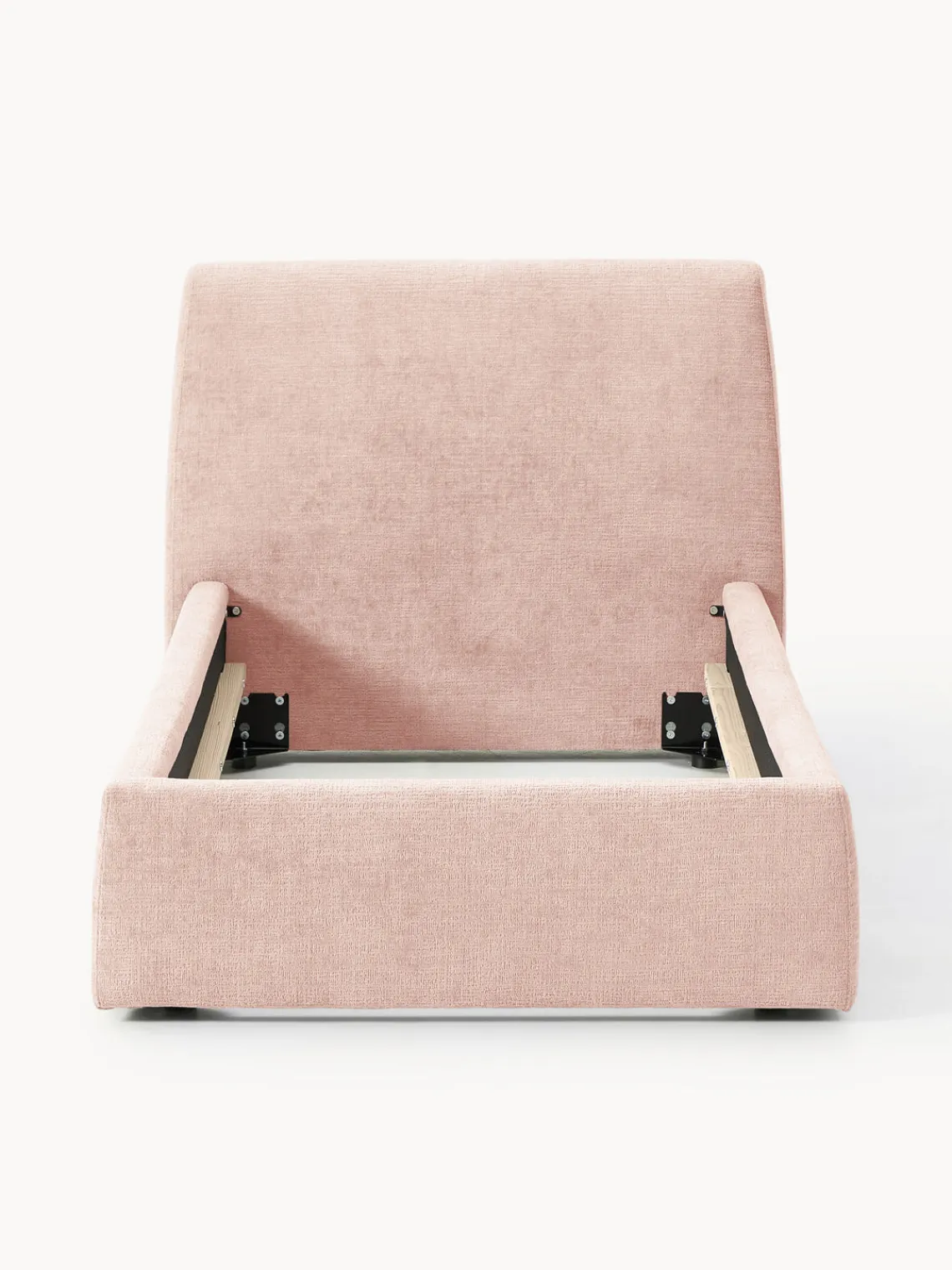 Camas Individuales|Camas Tapizadas>Westwing Collection Cama individual tapizada Cloud Tejido aterciopelado melocotón