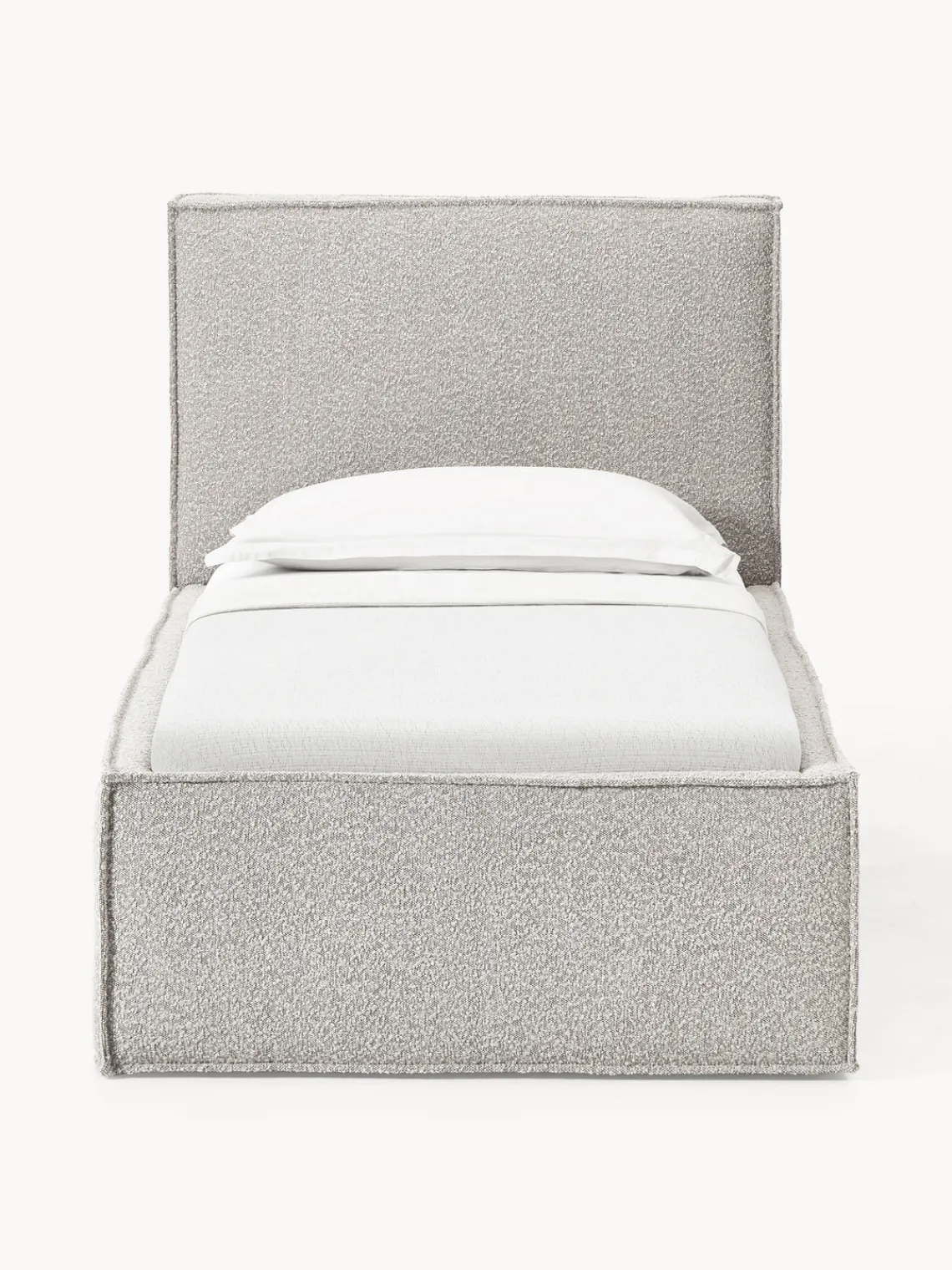 Camas Individuales|Camas Tapizadas>Westwing Collection Cama individual tapizada en tejido bouclé con espacio de almacenamiento Dream Bouclé taupe