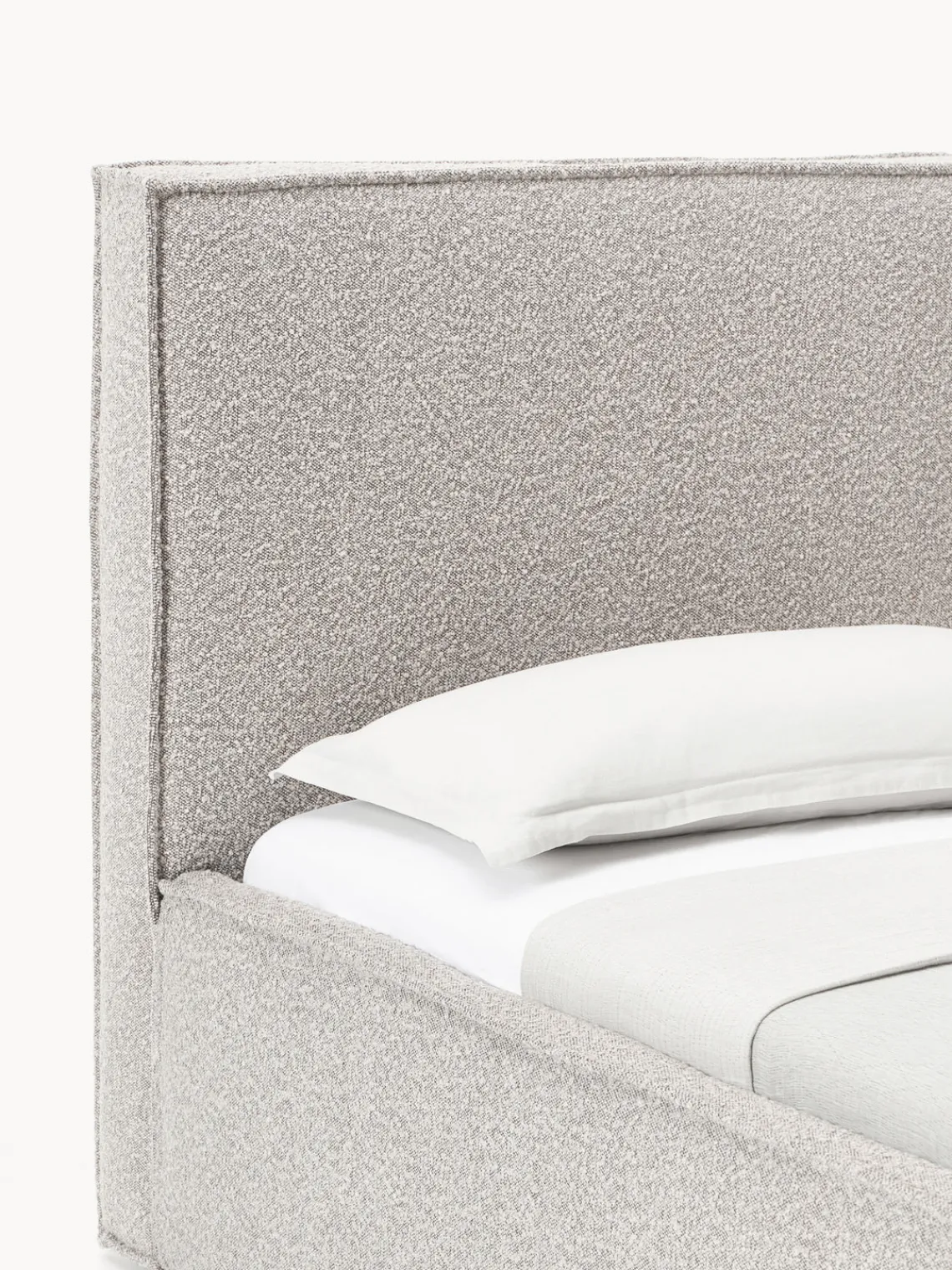 Camas Individuales|Camas Tapizadas>Westwing Collection Cama individual tapizada en tejido bouclé con espacio de almacenamiento Dream Bouclé taupe