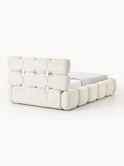 Camas Individuales|Camas Tapizadas></noscript>Westwing Collection Cama individual tapizada en borreguillo bouclé con espacio de almacenamiento Tayla Borreguillo bouclé blanco Off White