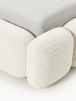 Camas Individuales|Camas Tapizadas></noscript>Westwing Collection Cama individual tapizada en borreguillo bouclé con espacio de almacenamiento Tayla Borreguillo bouclé blanco Off White