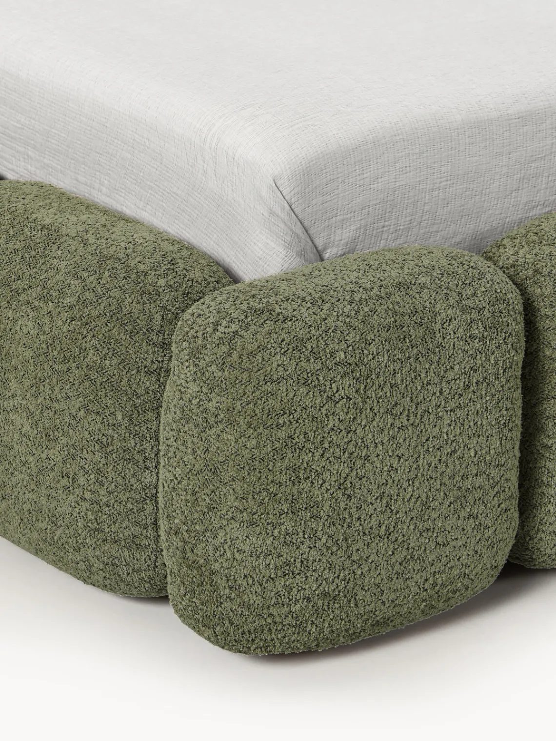 New Cama individual tapizada en borreguillo bouclé Tayla Camas Individuales|Camas Tapizadas