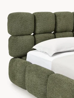 Camas Individuales|Camas Tapizadas></noscript>Westwing Collection Cama individual tapizada en borreguillo bouclé con espacio de almacenamiento Tayla Borreguillo bouclé verde oscuro