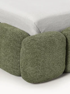 Camas Individuales|Camas Tapizadas></noscript>Westwing Collection Cama individual tapizada en borreguillo bouclé con espacio de almacenamiento Tayla Borreguillo bouclé verde oscuro