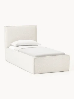 Camas Individuales|Camas Tapizadas>Westwing Collection Cama individual tapizada en tejido bouclé Dream Bouclé blanco Off White