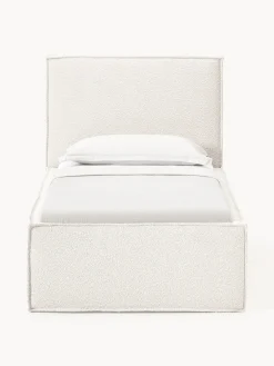 Camas Individuales|Camas Tapizadas>Westwing Collection Cama individual tapizada en tejido bouclé Dream Bouclé blanco Off White