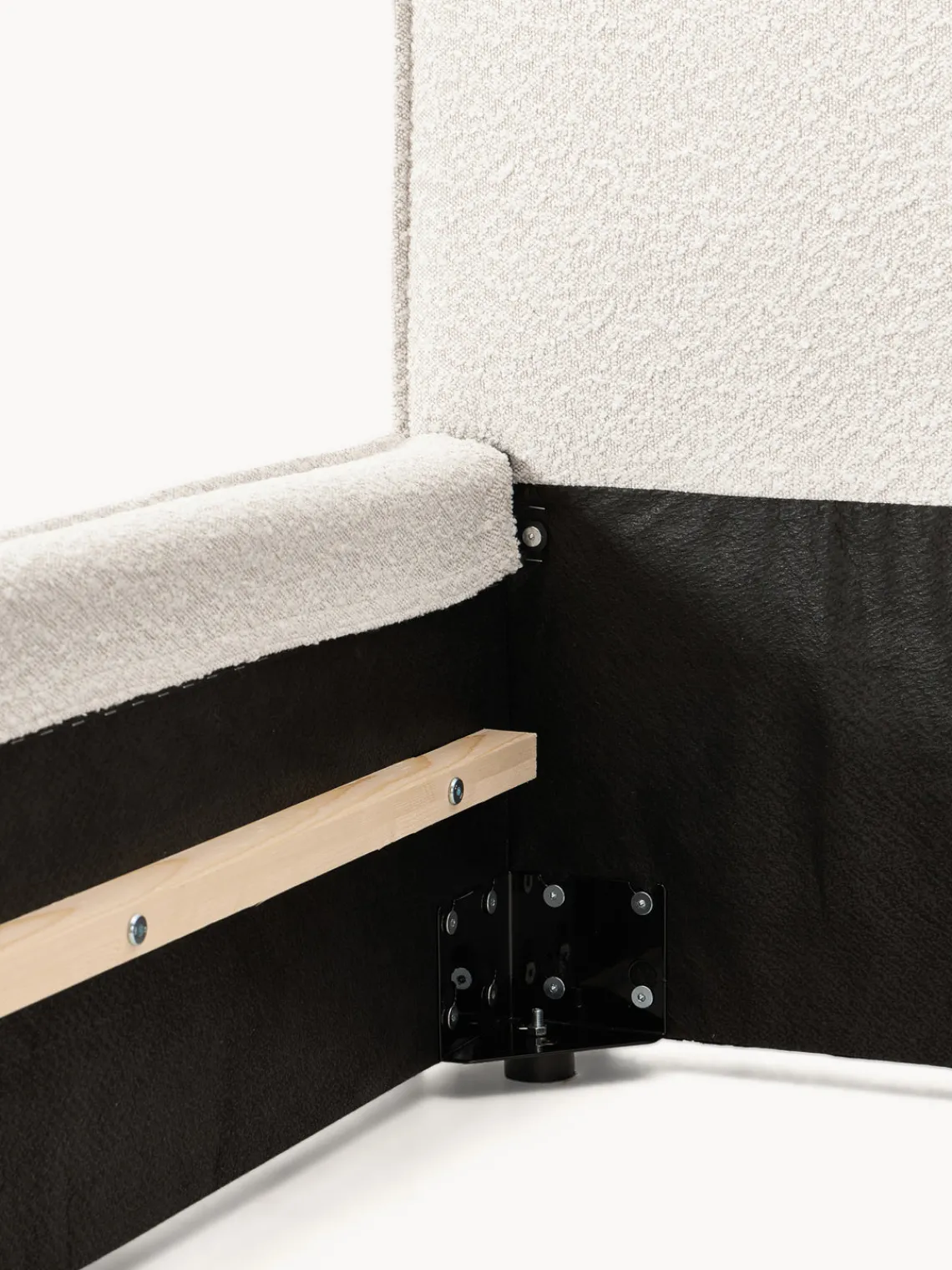 Camas Individuales|Camas Tapizadas>Westwing Collection Cama individual tapizada en tejido bouclé Dream Bouclé blanco Off White