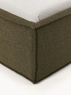 Camas Individuales|Camas Tapizadas></noscript>Westwing Collection Cama individual tapizada en tejido bouclé con espacio de almacenamiento Dream Bouclé verde oliva