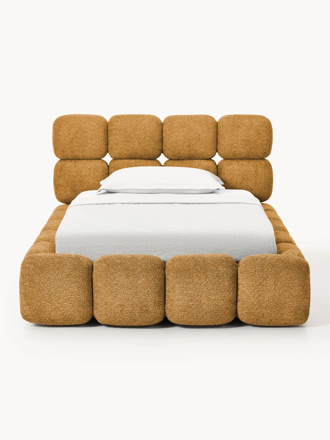 Hot Cama individual tapizada en borreguillo bouclé Tayla Camas Individuales|Camas Tapizadas