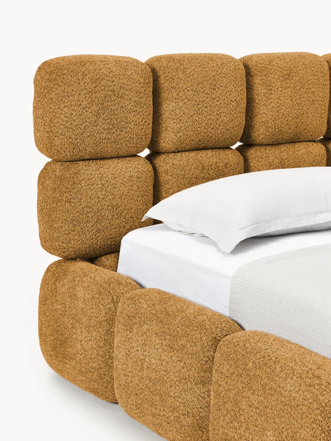 Hot Cama individual tapizada en borreguillo bouclé Tayla Camas Individuales|Camas Tapizadas