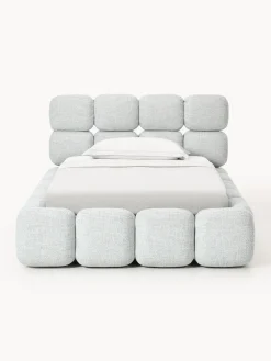 Clearance Cama individual tapizada en borreguillo bouclé Tayla Camas Individuales|Camas Tapizadas