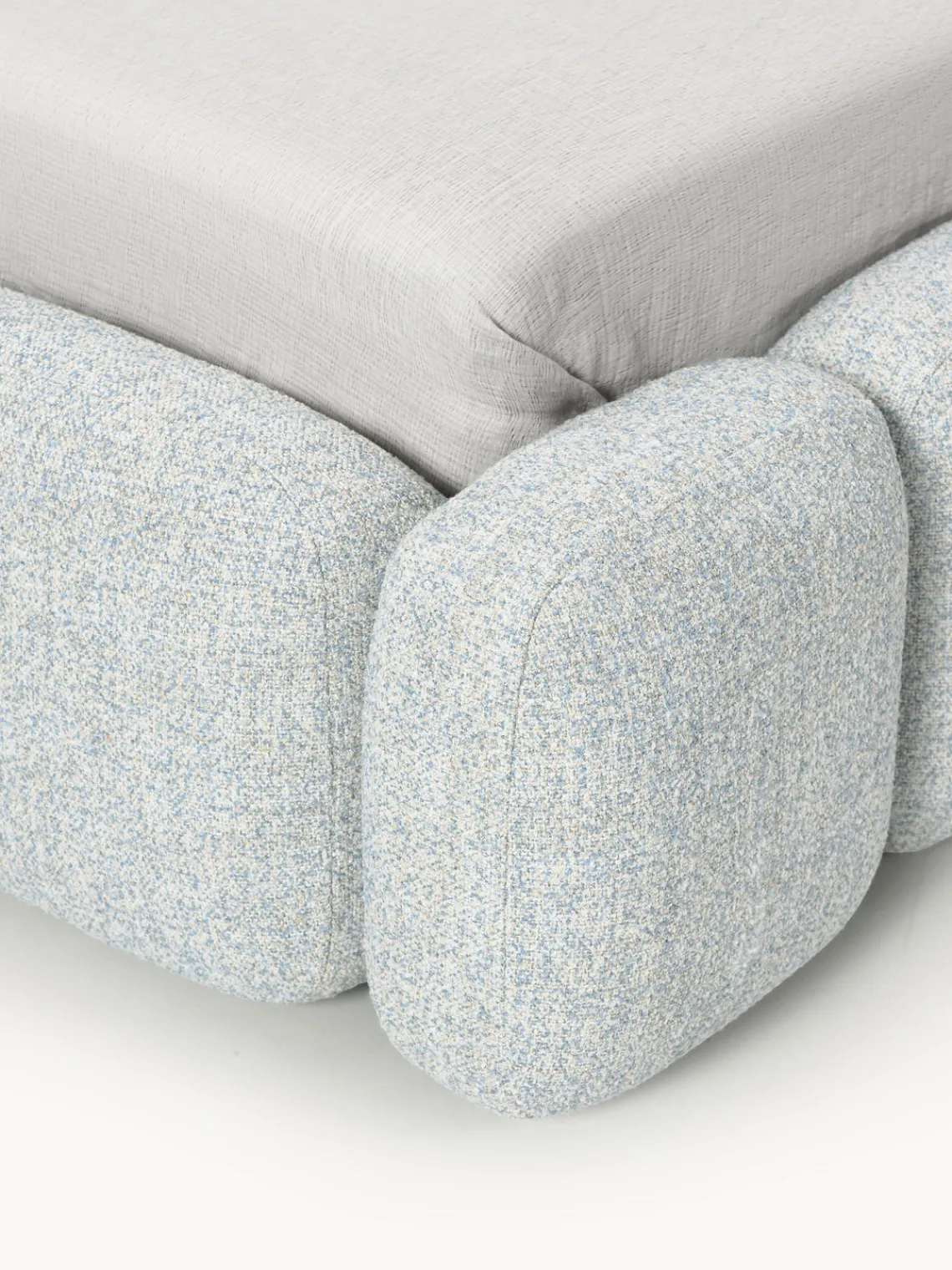 Clearance Cama individual tapizada en borreguillo bouclé Tayla Camas Individuales|Camas Tapizadas