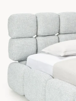 Clearance Cama individual tapizada en borreguillo bouclé Tayla Camas Individuales|Camas Tapizadas