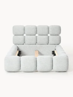 Clearance Cama individual tapizada en borreguillo bouclé Tayla Camas Individuales|Camas Tapizadas