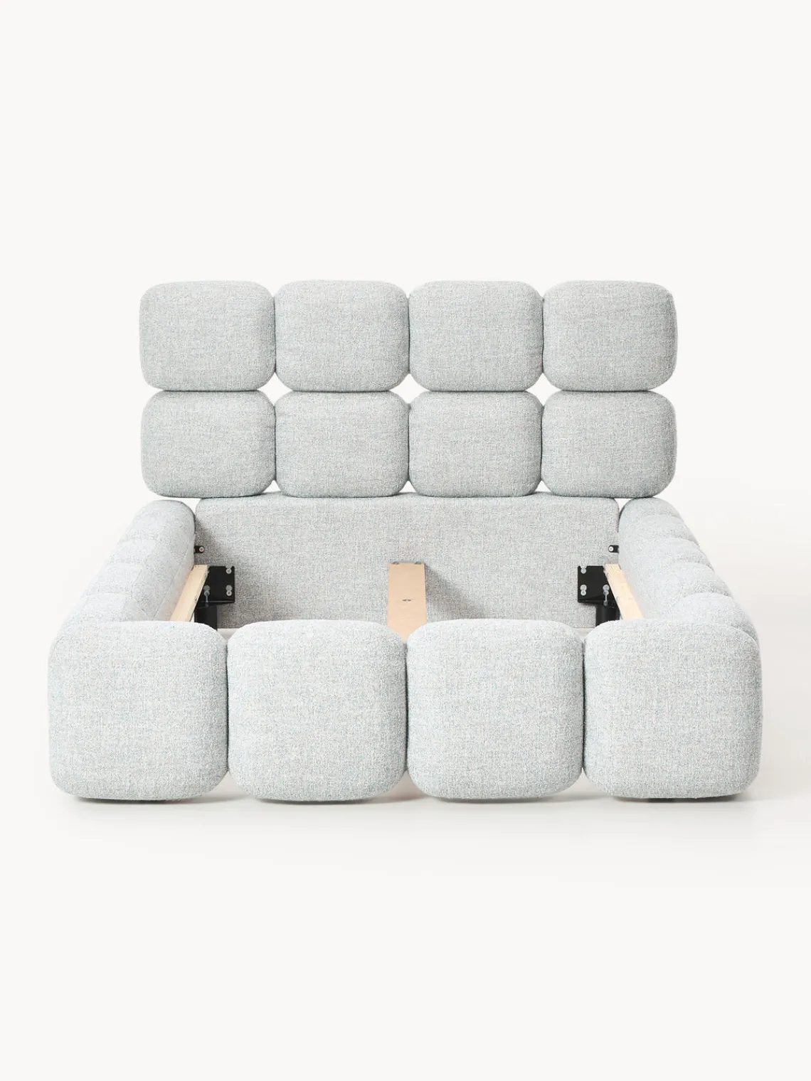 Clearance Cama individual tapizada en borreguillo bouclé Tayla Camas Individuales|Camas Tapizadas