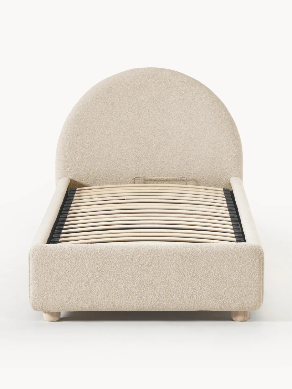 Camas Individuales|Camas Tapizadas>Westwing Collection Cama individualde borreguillo Ebba, con espacio de almacenamiento Borreguillo beige