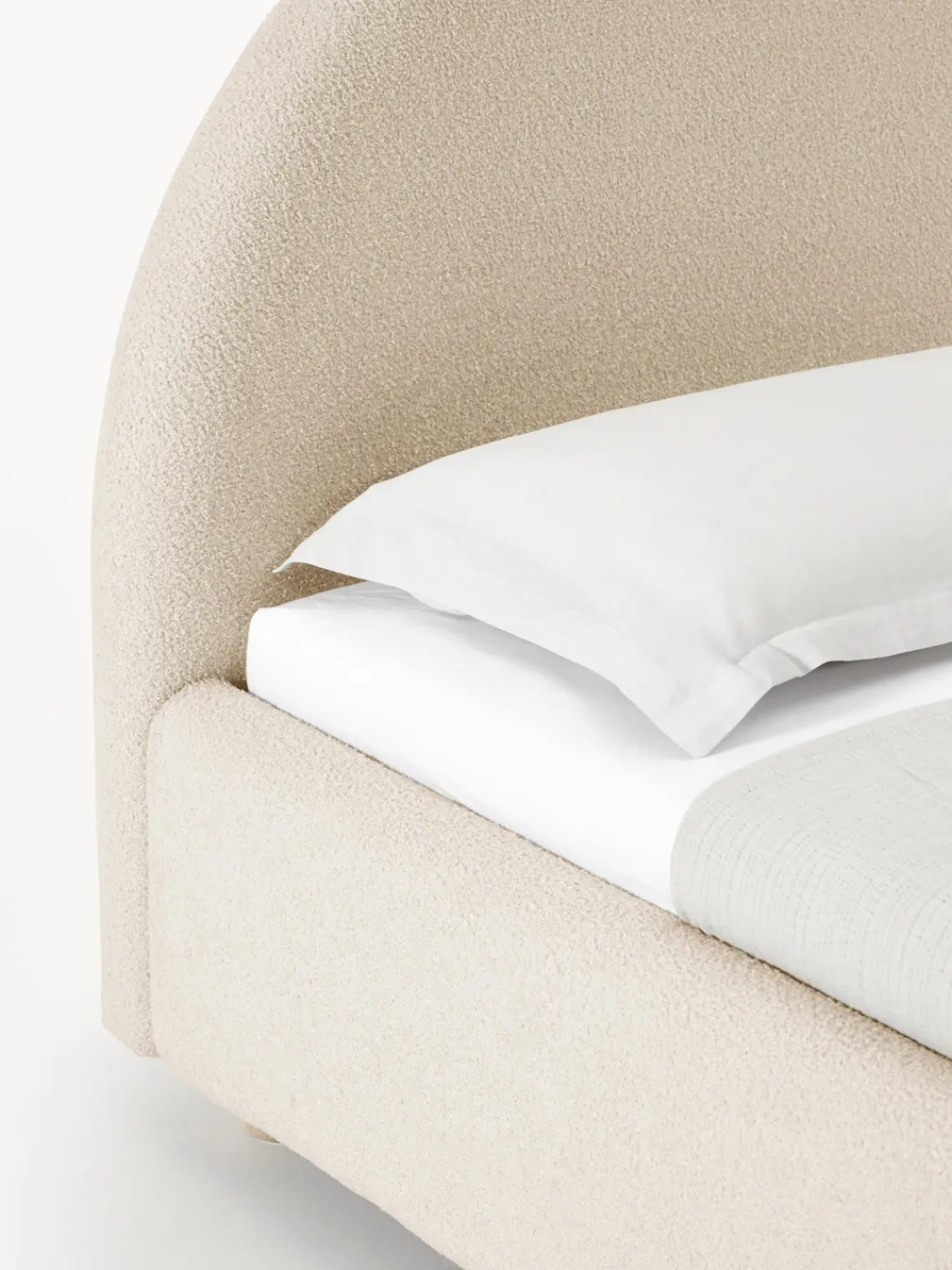 Camas Individuales|Camas Tapizadas>Westwing Collection Cama individualde borreguillo Ebba, con espacio de almacenamiento Borreguillo beige