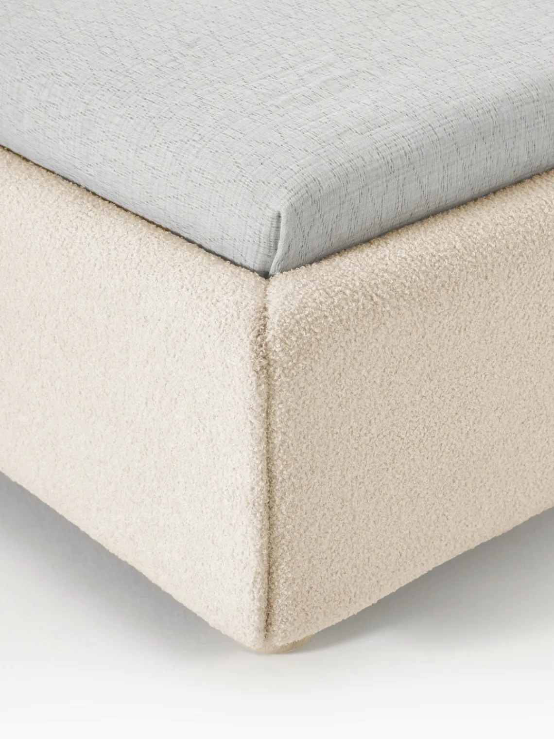 Camas Individuales|Camas Tapizadas>Westwing Collection Cama individualde borreguillo Ebba, con espacio de almacenamiento Borreguillo beige